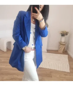Vestes>La boutique de Lilie BLAZER ALISSA LONG BLEU ELEC Bleuelectrique