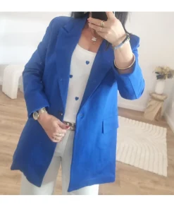 Vestes>La boutique de Lilie BLAZER ALISSA LONG BLEU ELEC Bleuelectrique