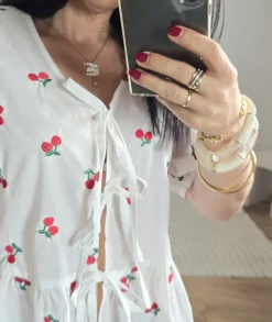 Tops / Blouses>La boutique de Lilie BLOUSE CERISE Blanc