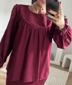 Tops / Blouses>La boutique de Lilie BLOUSE JOIA Bordeaux