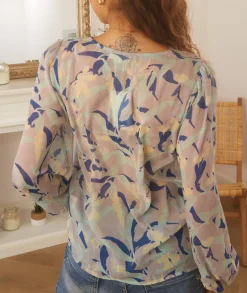 Tops / Blouses>La boutique de Lilie BLOUSE LOANE Bleu