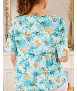 Tops / Blouses>La boutique de Lilie BLOUSE TATIANA Turquoise