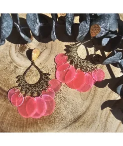 Bijoux>La boutique de Lilie BOUCLE D'OREILLE EULALIE Rosefluo