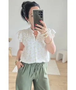 Chemises>La boutique de Lilie CHEMISE LAMINE GAZE DE COTON Blanc
