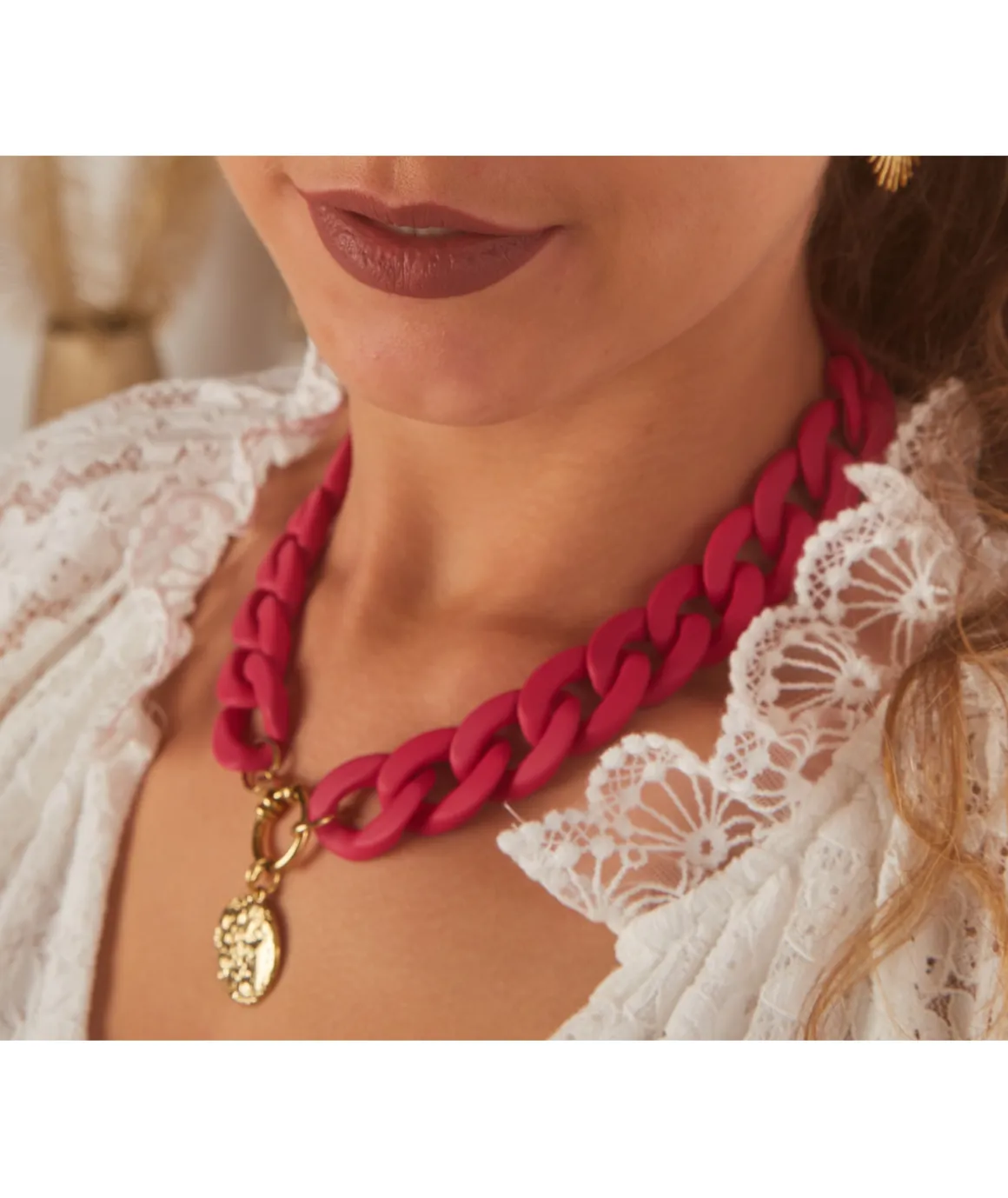 Bijoux>La boutique de Lilie COLLIER AZELIE Fushia