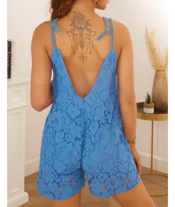 Combinaisons>La boutique de Lilie COMBI SHORT ALICE Bleu