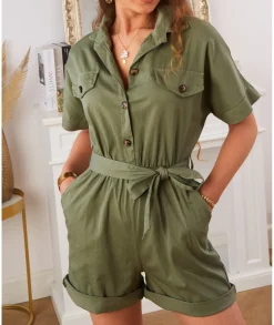 Combinaisons>La boutique de Lilie COMBI SHORT MARIANA Kaki