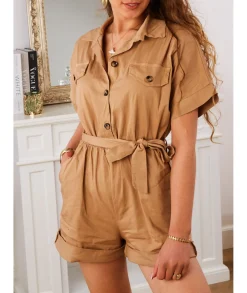 Combinaisons>La boutique de Lilie COMBI SHORT MARIANA Camel