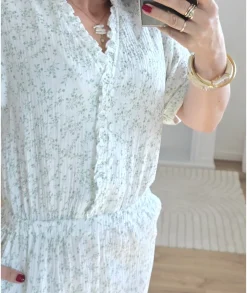 Combinaisons>La boutique de Lilie COMBINAISON BLANCHE GAZE DE COTON Vert