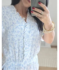Combinaisons>La boutique de Lilie COMBINAISON BLANCHE GAZE DE COTON Bleuciel