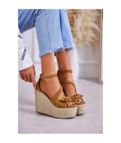 Sandales & Espadrilles>La boutique de Lilie COMPENSEE LAURA Camel