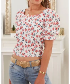 Tops / Blouses>La boutique de Lilie CROC TOP LAURA Blanc