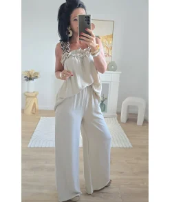 Tops / Blouses|Jeans / Pantalons>La boutique de Lilie ENSEMBLE CANDICE Beige
