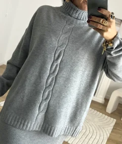 Pulls / Gilets|Jupes / Shorts>La boutique de Lilie ENSEMBLE JUPE PULL COLINE Gris