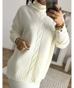 Pulls / Gilets|Jupes / Shorts>La boutique de Lilie ENSEMBLE JUPE PULL COLINE Blanc