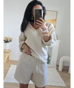 Jupes / Shorts>La boutique de Lilie ENSEMBLE SHORT ALEXIA Beige