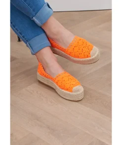 Sandales & Espadrilles>La boutique de Lilie ESPADRILLES COMPENSEES ILONA Orangefluo