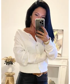 Pulls / Gilets>La boutique de Lilie GILET AGNES Blanc
