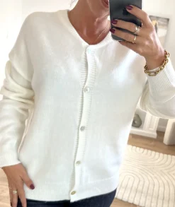 Pulls / Gilets>La boutique de Lilie GILET AGNES Blanc