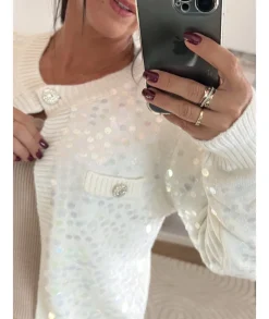 Pulls / Gilets>La boutique de Lilie GILET ALBERTINE Blanc
