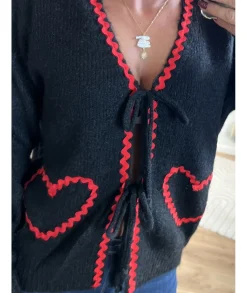 Pulls / Gilets>La boutique de Lilie GILET ASHLEY Noir
