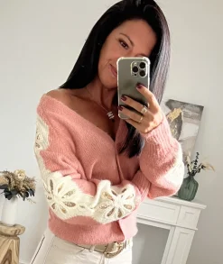 Pulls / Gilets>La boutique de Lilie GILET BENOIT Rose