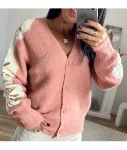 Pulls / Gilets>La boutique de Lilie GILET BENOIT Rose