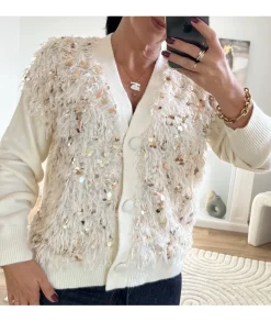 Pulls / Gilets>La boutique de Lilie GILET BERENICE Blanc