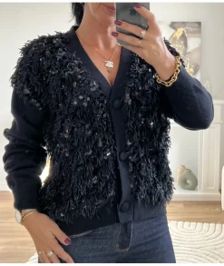 Pulls / Gilets>La boutique de Lilie GILET BERENICE Noir