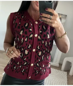 Pulls / Gilets>La boutique de Lilie GILET BRIEUC Rougebordeaux