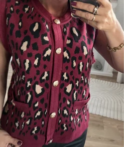 Pulls / Gilets>La boutique de Lilie GILET BRIEUC Rougebordeaux