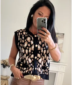 Pulls / Gilets>La boutique de Lilie GILET BRIEUC Noir
