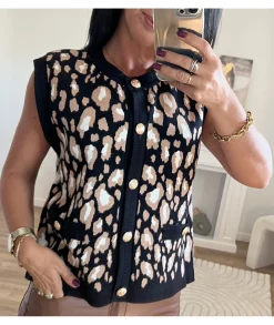 Pulls / Gilets>La boutique de Lilie GILET BRIEUC Noir