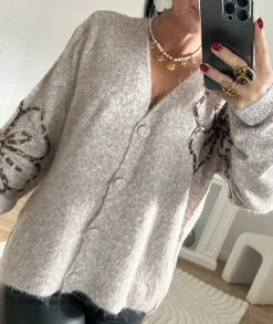 Pulls / Gilets>La boutique de Lilie GILET CALA Taupe