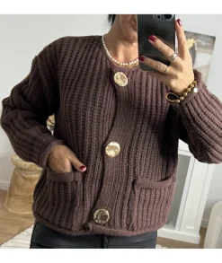 Pulls / Gilets>La boutique de Lilie GILET CAROLE II Chocolat
