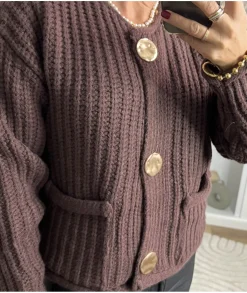 Pulls / Gilets>La boutique de Lilie GILET CAROLE II Chocolat