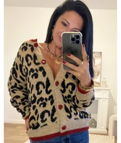 Pulls / Gilets>La boutique de Lilie GILET CLARA Taupe