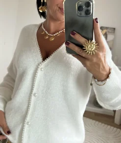 Pulls / Gilets>La boutique de Lilie GILET CLOVIS Blanc