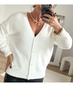 Pulls / Gilets>La boutique de Lilie GILET CLOVIS Blanc