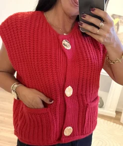 Pulls / Gilets>La boutique de Lilie GILET DAMIEN Rouge