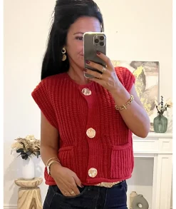 Pulls / Gilets>La boutique de Lilie GILET DAMIEN Rouge