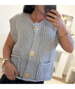 Pulls / Gilets>La boutique de Lilie GILET DAMIEN Gris