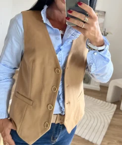Vestes>La boutique de Lilie GILET DE TAILLEUR NADINA Camel