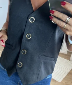 Vestes>La boutique de Lilie GILET DE TAILLEUR NADINA Noir