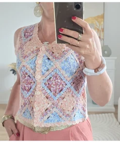 Pulls / Gilets>La boutique de Lilie GILET EVA Saumon
