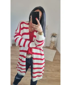 Pulls / Gilets>La boutique de Lilie GILET FLORENTINA Rouge