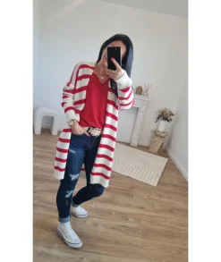 Pulls / Gilets>La boutique de Lilie GILET FLORENTINA Rouge