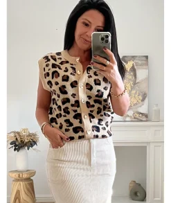 Pulls / Gilets>La boutique de Lilie GILET JAYA Taupe