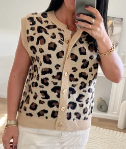 Pulls / Gilets>La boutique de Lilie GILET JAYA Taupe