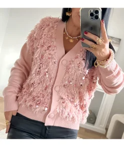 Pulls / Gilets>La boutique de Lilie GILET JORDANA Rose